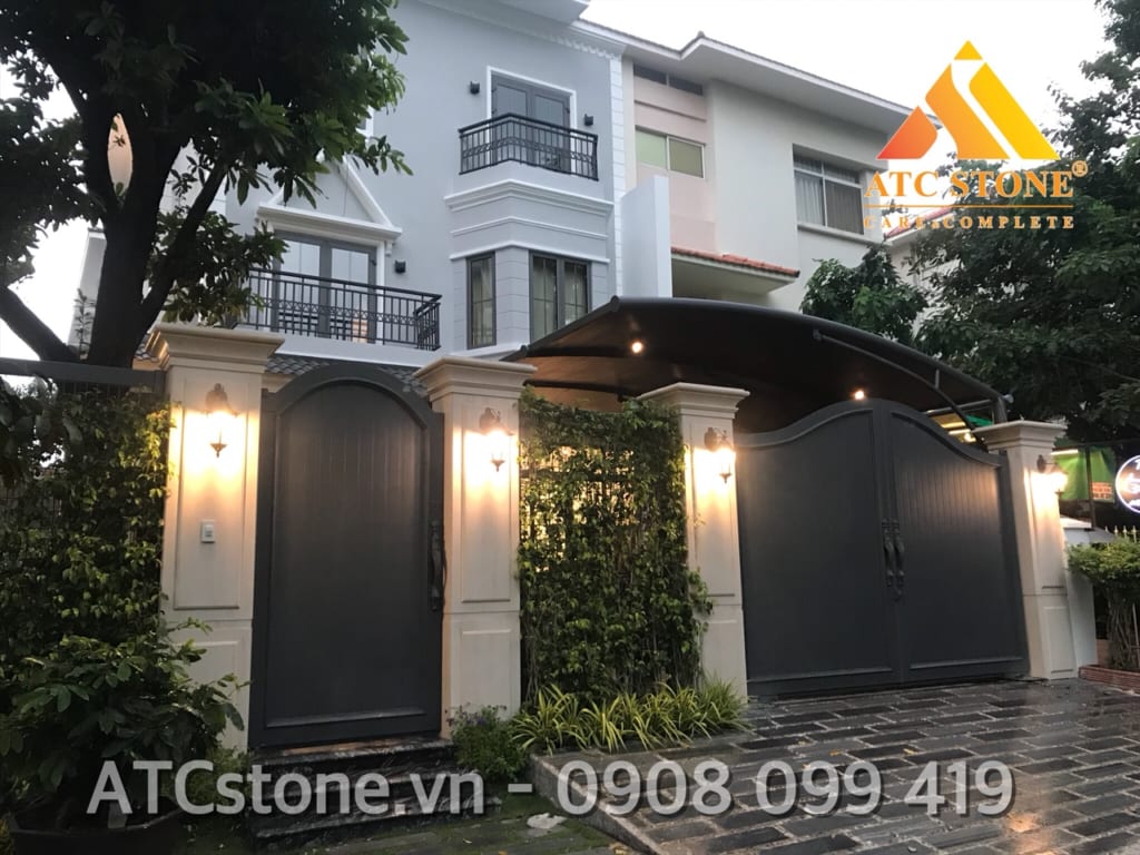 Đá Cream Nova ốp trụ cổng - Atcstone.vn